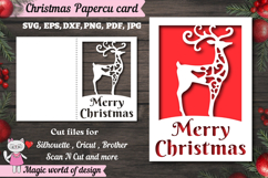 Christmas deer card svg, xmas Papercut Card Product Image 1
