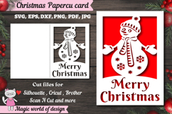 Christmas snowman card svg, xmas Papercut Card Product Image 2