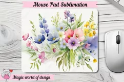 Rustic flowers bouquet png, mouse pad sublimation png Product Image 2