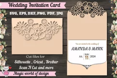 Trifold wedding invitation pocket svg dxf pdf cut file, Product Image 1