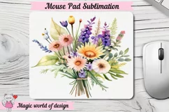 Wildflowers mouse pad png, flower sublimation designs png Product Image 2