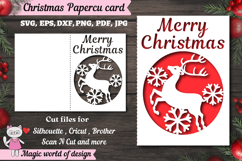 Christmas deer card svg, xmas Snowflake Papercut Card Product Image 1