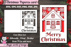 Merry Christmas house SVG fold card 5x7, Christmas Greeting Product Image 1