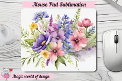 Watercolor Wildflowers mouse pad png sublimation design Product Image 1