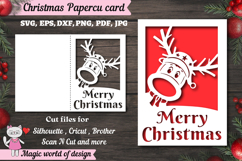 Christmas deer card svg, xmas Snowflake Papercut Card Product Image 1