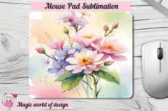 Watercolor Wildflowers mouse pad png , rustic style Product Image 2
