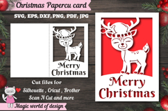Christmas deer card svg, xmas Papercut Card Product Image 1