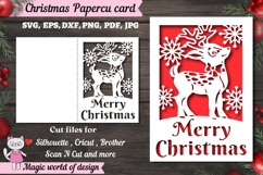 Christmas deer card svg, xmas Snowflake Papercut Card Product Image 1
