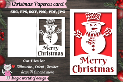 Christmas snowman card svg, xmas Papercut Card Product Image 1