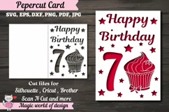 7st happy birthday Card Papercut Templates svg, Product Image 1