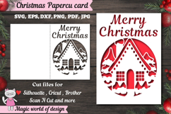 Merry Christmas Card svg, xmas Papercut Card Product Image 1