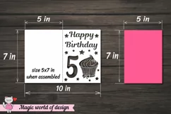 5st happy birthday Card Papercut Templates svg, Product Image 2