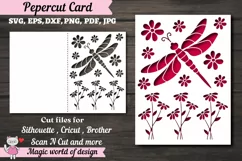 Dragonfly with flowers Card Cover Template SVG Design Product Image 1