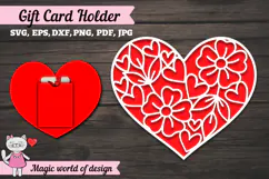 Gift Card Holder Tag. Valentine's Day Paper Cut Product Image 1