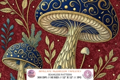 Intricate Mushroom Tapestry Digital Paper, Seamless Pattern Product Image 1