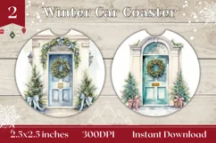 Christmas Car Coaster PNG, Christmas Sublimation Design Product Image 1