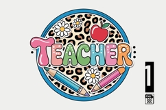 Teacher Leopard Print Daisy SVG PNG Product Image 1