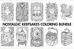 Nostalgic Keepsakes Coloring Pages Bundle 10 A4 PNG Product Image 1