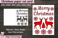 Merry Christmas Card SVG, reindeer and snowflakes svg Product Image 1