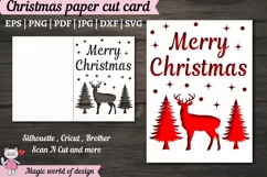 Merry Christmas reindeer Card svg, Paper Cut svg Product Image 1