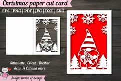 Merry Christmas gnome Card svg, Paper Cut svg Product Image 1