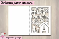 Merry Christmas Paper Cut Card svg, fold card, templates Product Image 2