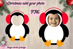 Christmas penguin Face Blank , Add Your Own Photo, Diy Templ Product Image 2