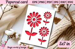 Daisies Wild flower Papercut Card Cover Template SVG Product Image 3