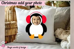 Christmas penguin Face Blank , Add Your Own Photo, Diy Templ Product Image 3