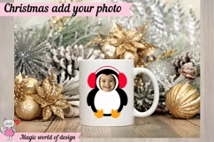 Christmas penguin Face Blank , Add Your Own Photo, Diy Templ Product Image 4