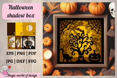 Halloween Shadow Box SVG, witch flies on a broom, haunted Product Image 3