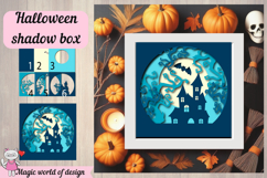 Halloween Shadow Box SVG, haunted house, creepy forest Product Image 1