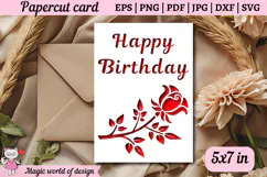 Rose SVG, Happy Birthday Card, Cut file for Cricut Product Image 4