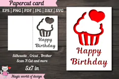 Capcake Happy Birthday Paper Cut Card svg Product Image 1