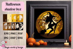 Halloween witch on the broom Shadow Box SVG, Layered Paper Product Image 2