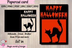 Black cat Halloween Card SVG: Papercut Template Product Image 1