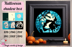 Halloween Shadow Box SVG, witch flies on a broom, haunted Product Image 5