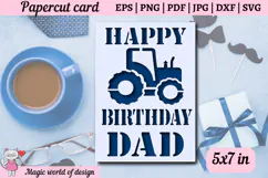 Happy birthday dad card svg, Tractor , Papercut for Cricut Product Image 2