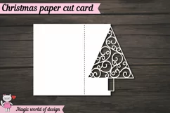 Christmas tree Card svg, Paper Cut templates SVG, Laser cut Product Image 2