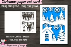 Merry Christmas Winter village card, Paper Cut Card svg, Product Image 1