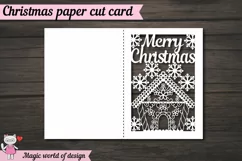 Merry Christmas gingerbread house Paper Cut Card svg Product Image 3