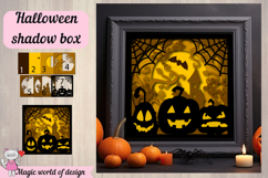Halloween Shadow Box SVG, Layered Paper Cut File, pumpkins Product Image 1