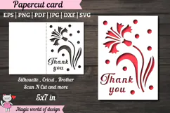 Thank You card with flowers, Cricut Silhouette DIY Product Image 2