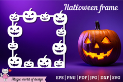 Halloween Frame Horrible pumpkins SVG, paper cutting Product Image 1