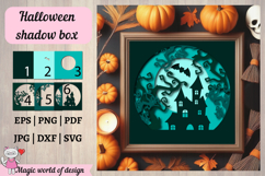 Halloween Shadow Box SVG, haunted house, creepy forest Product Image 1