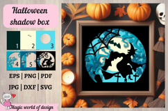 Halloween Shadow Box SVG, witch flies on a broom, haunted Product Image 6