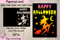 Witch Halloween Card SVG: Papercut Template Product Image 1
