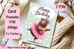 Happy Birthday Printable card png, Capybara With Flowers Product Image 2