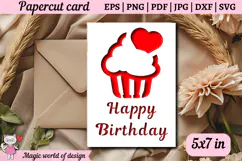 Capcake Happy Birthday Paper Cut Card svg Product Image 2