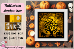 Halloween Shadow Box SVG, witch flies on a broom, haunted Product Image 2